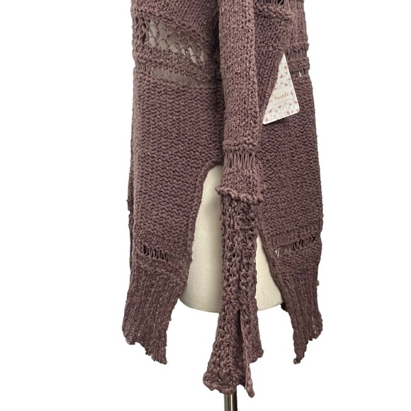 Free People Belong To You Open Knit Sweater In Dark Purple Size Small NWT - Picture 9 of 13